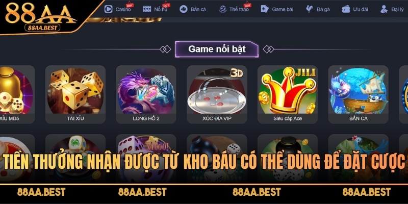 Tiền thưởng nhận được từ khuyến mãi có thể dùng để đặt cược trò chơi