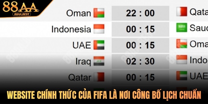 88AA BEST Tổng Hợp Lịch Thi Đấu World Cup 2026 Theo Giờ Việt Nam 4 Website chính thức của FIFA là nơi công bố lịch thi đấu chuẩn